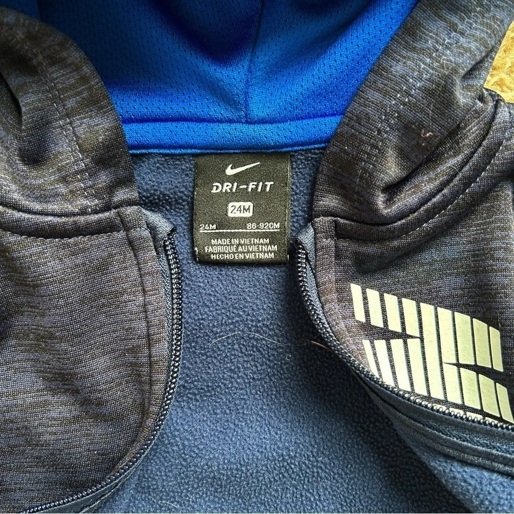 Nike Dri-FIT Boys Full Zip Hoodie I‎ Navy Blue Space Dye Jacket I Size 24M